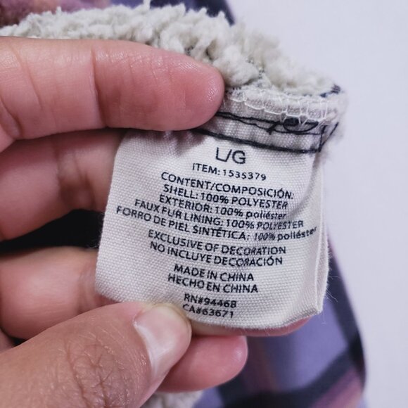 SAGE COLLECTIVE SHERPA LINED PLAID JACKET Women’s L Purple Outdoor Winter - Picture 3 of 15